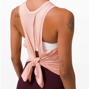 NWOT Lululemon All Tied Up Tank Women 6 Pink Open Back Pima Cotton Athletic Yoga